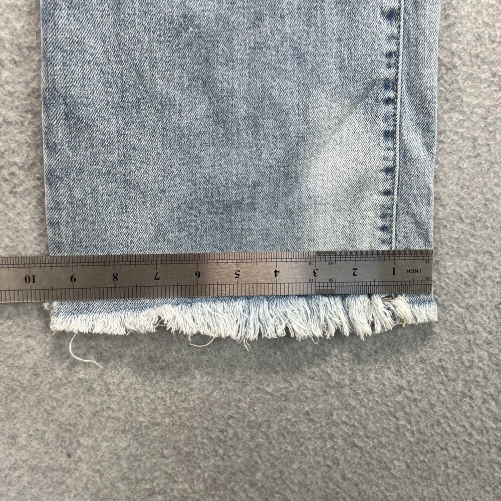 Liverpool Jeans Hannah Crop Flare Leg 12/31 Blue Distressed Denim Fray Hem Boho - Picture 9 of 16